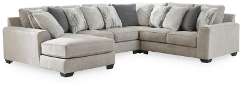 Benchcraft Ardsley Pewter 4-Piece Sectional with LAF Chaise / RAF Loveseat and Ottoman