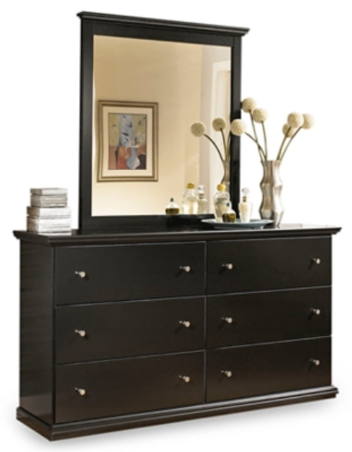 Ashley Maribel Black Queen Panel Bed with Mirrored Dresser and 2 Nightstands
