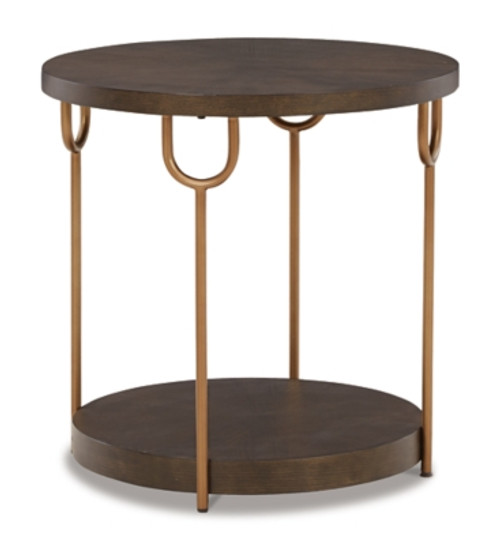 Ashley Brazburn Dark Brown Gold Finish 2 End Tables