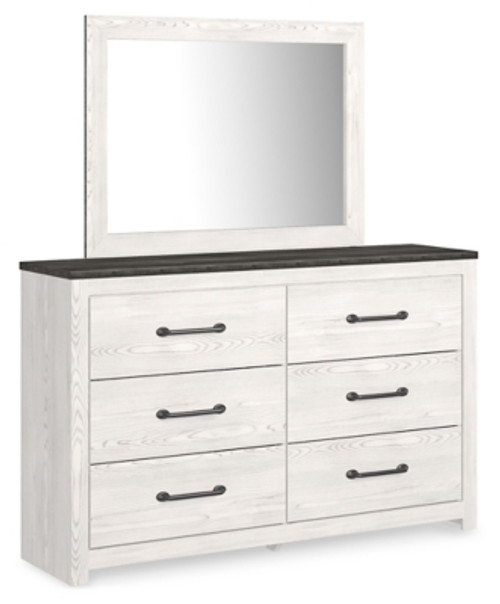 Ashley Gerridan White Gray Queen Panel Bed with Mirrored Dresser B1190/54/57/98/31/36