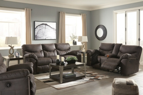 Ashley Boxberg Teak Reclining Sofa and Loveseat with Recliner