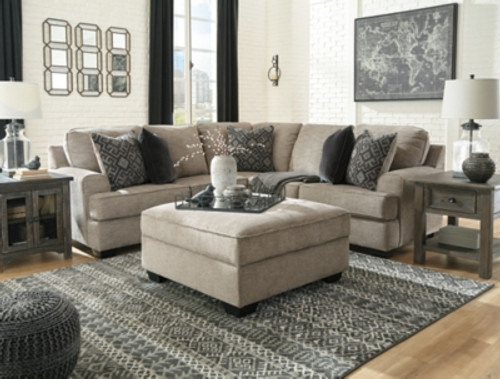 Ashley Bovarian Stone 2-Piece Sectional with Ottoman