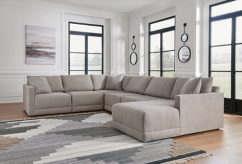 Benchcraft Katany Shadow 5-Piece Sectional with LAF Chair / RAF Chaise and Ottoman