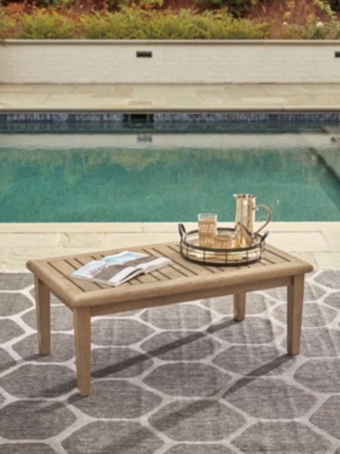 Ashley Gerianne Grayish Brown Outdoor Coffee Table with 2 End Tables