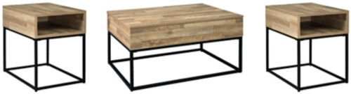 Ashley Gerdanet Natural Coffee Table with 2 End Tables
