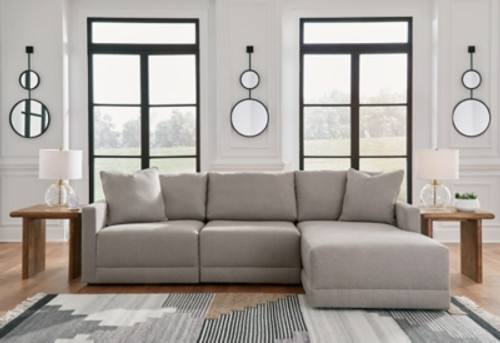 Benchcraft Katany Shadow 3-Piece Sectional with LAF Chair / RAF Chaise and Ottoman