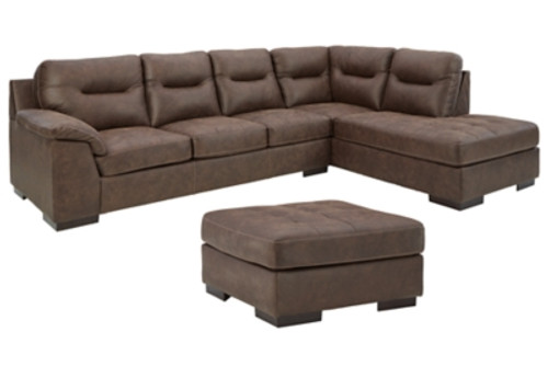 Ashley Maderla Walnut 2-Piece Sectional with Ottoman