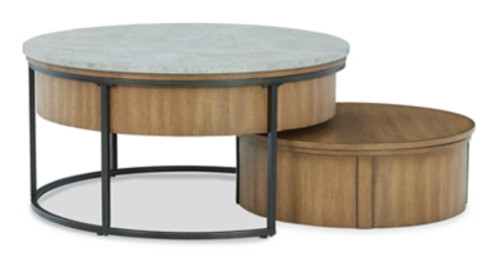 Ashley Fridley Gray Brown Black Coffee Table with 2 End Tables