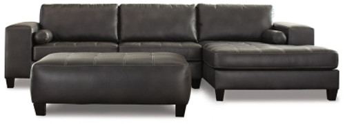 Ashley Nokomis Charcoal 2-Piece Sectional with LAF Sofa / RAF Chaise and Ottoman