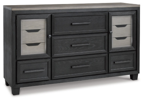 Ashley Foyland Black Brown King Panel Storage Bed with Dresser