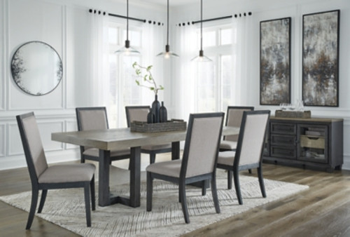Ashley Foyland Black Brown Dining Table and 6 Chairs