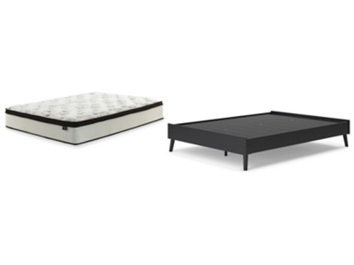 Ashley Charlang Black Queen Platform Bed with Mattress EB1198/113/M697/31