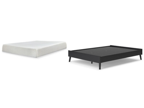 Ashley Charlang Black Queen Platform Bed with Mattress EB1198/113/M699/31