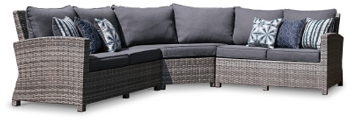 Ashley Salem Beach Gray 3-Piece Outdoor Sectional with Coffee Table