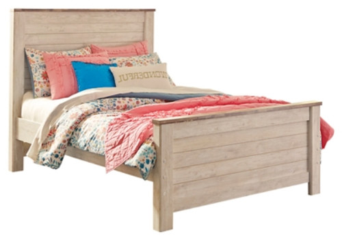 Ashley Willowton Whitewash Full Panel Bed with Nightstand