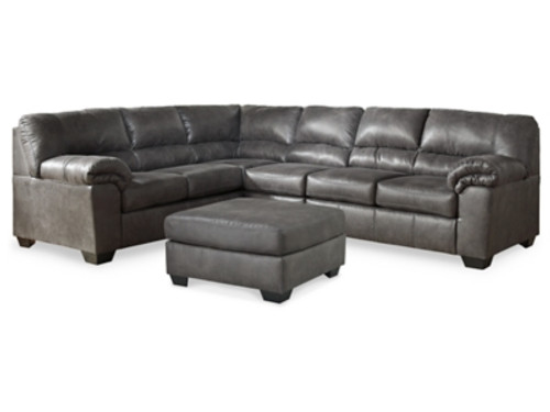 Ashley Bladen Slate 3-Piece Sectional with RAF Loveseat, LAF Sofa. Armless Chair and Ottoman