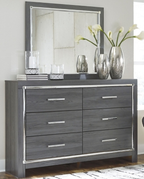 Ashley Lodanna Gray Full Panel Bed with Mirrored Dresser and Chest