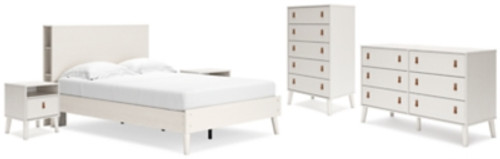 Ashley Aprilyn White Full Bookcase Bed with Dresser, Chest and 2 Nightstands