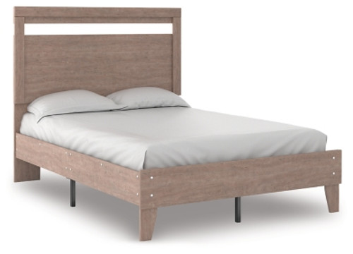 Ashley Flannia Gray Full Panel Platform Bed with 2 Nightstands