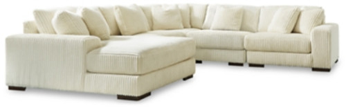 Ashley Lindyn Ivory 5-Piece Sectional with LAF Chaise / RAF Chair and Ottoman