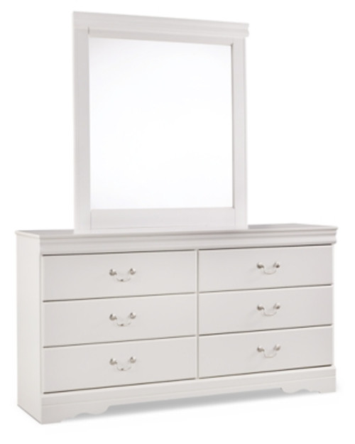 Ashley Anarasia White Twin Sleigh Headboard Bed with Mirrored Dresser