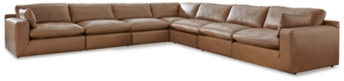 Ashley Emilia Caramel 7-Piece Sectional with Ottoman