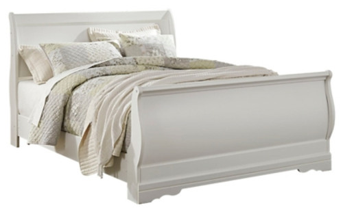 Ashley Anarasia White Queen Sleigh Bed with Mirrored Dresser and Chest
