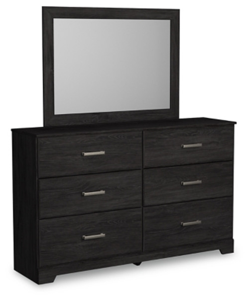 Ashley Belachime Black Queen Panel Bed with Mirrored Dresser