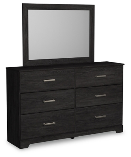 Ashley Belachime Black King Panel Bed with Mirrored Dresser