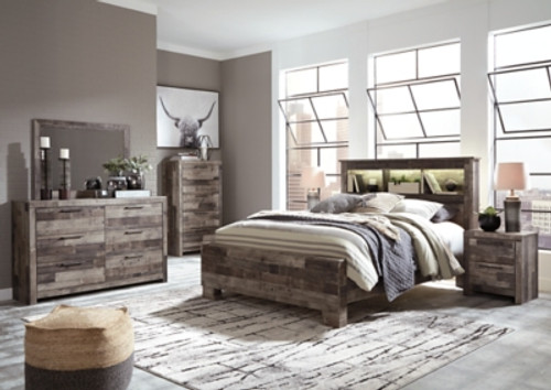Benchcraft Derekson Multi Gray Full Panel Bed with Dresser