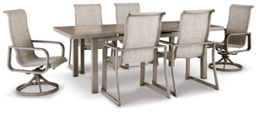 Ashley Beach Front Beige Outdoor Dining Table and 6 Chairs