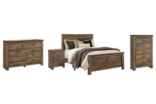 Ashley Trinell Brown Queen Panel Bed with Dresser, Chest and Nightstand