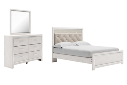 Ashley Altyra White Queen Panel Bed with Mirrored Dresser