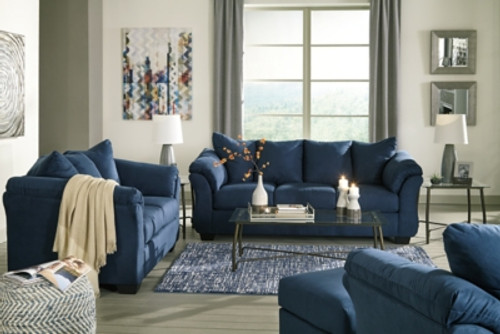Ashley Darcy Blue Sofa, Loveseat, Chair and Ottoman