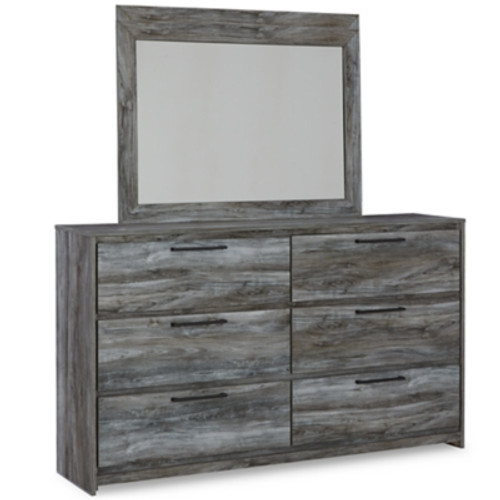 Ashley Baystorm Gray Queen Panel Shelf Bed with Mirrored Dresser