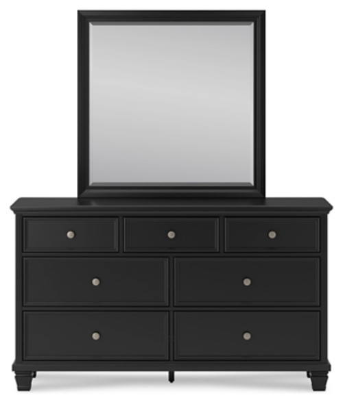 Ashley Lanolee Black Twin Panel Bed with Mirrored Dresser