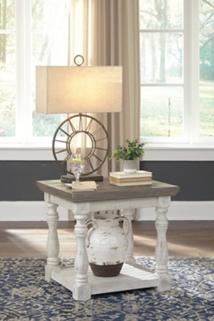 Ashley Havalance Gray White Outdoor Coffee Table with End Table