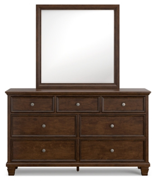 Ashley Danabrin Brown Queen Panel Bed with Mirrored Dresser, Chest and 2 Nightstands