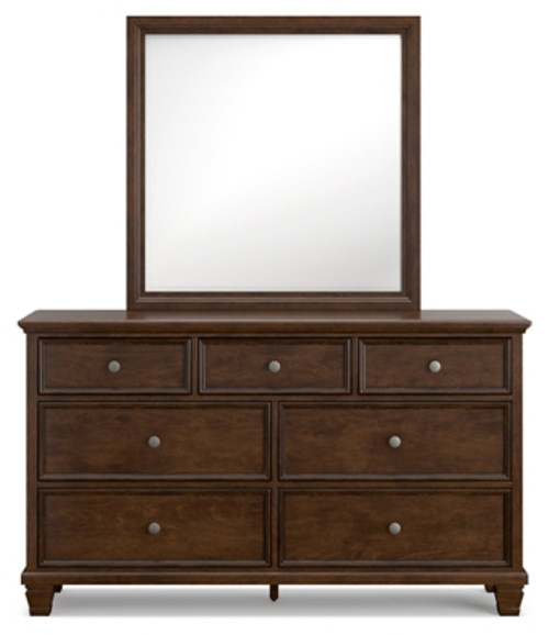 Ashley Danabrin Brown King Panel Bed with Mirrored Dresser and Chest