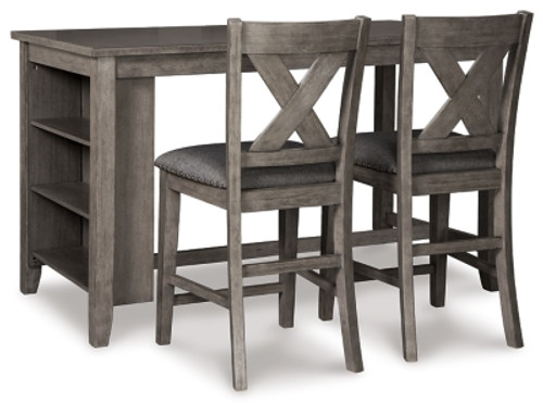 Ashley Caitbrook Gray Counter Height Dining Table and 2 Barstools