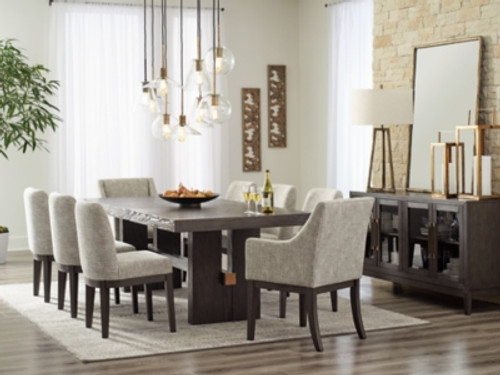 Ashley Burkhaus Dark Brown Dining Table and 8 Chairs