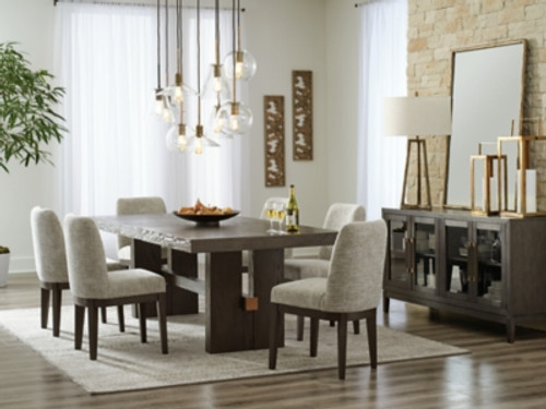 Ashley Burkhaus Dark Brown Dining Table and 6 Chairs