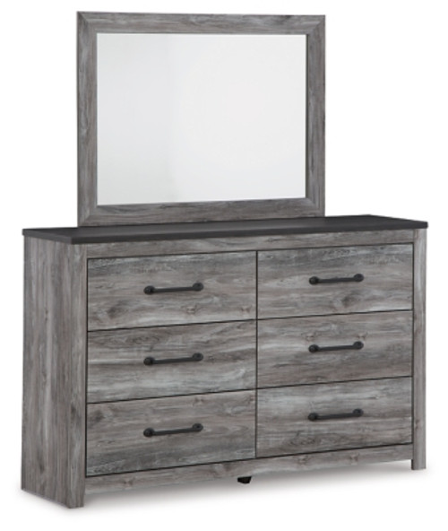 Ashley Bronyan Dark Gray King Panel Bed with Mirrored Dresser