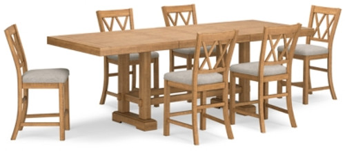 Ashley Havonplane Brown Counter Height Dining Table and 6 Barstools