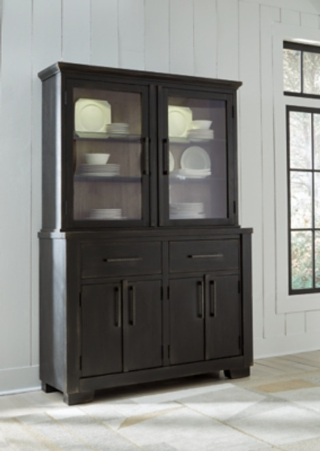 Ashley Galliden Black Brown Dining Buffet and Hutch