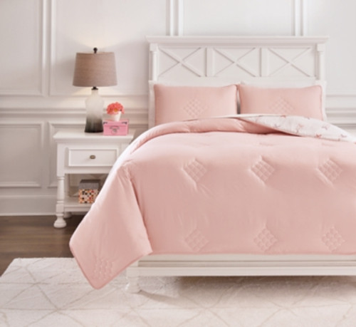 Ashley Lexann Pink White Gray Full Comforter Set