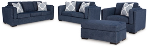 Benchcraft Evansley Navy Sofa, Loveseat, Chair and Ottoman