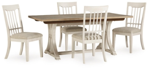 Benchcraft Shaybrock Antique White Brown Dining Table and 4 Chairs with Storage