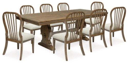 Benchcraft Sturlayne Brown Dining Table and 8 Chairs with Storage