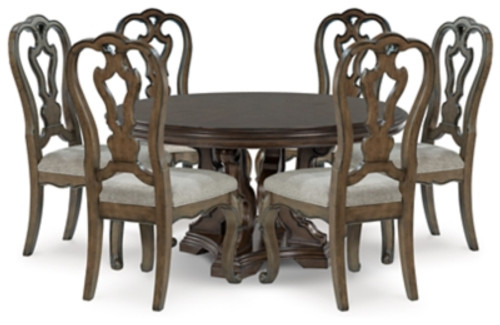 Ashley Maylee Dark Brown Dining Table and 6 Chairs with Storage
